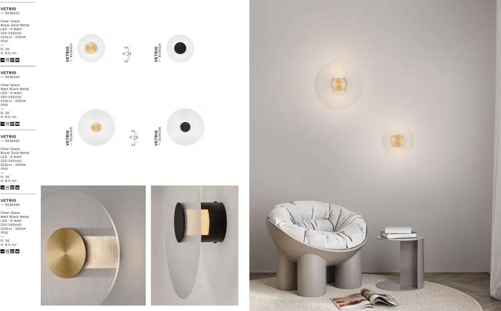 Aplica de perete LED decorativa VETRIO