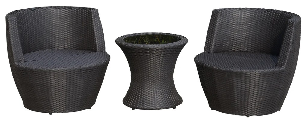 Set Mobilier Gradina Outsunny, Ratan cu 3 Piese si Perne Decorative, Maro inchis | Aosom RO