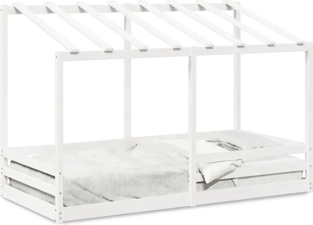 vidaXL Acoperiș pat de copii, alb, 90x200 cm, lemn masiv de pin