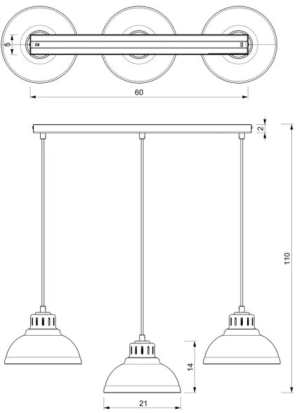 Lustră pe cablu SVEN 3xE27/15W/230V alamă