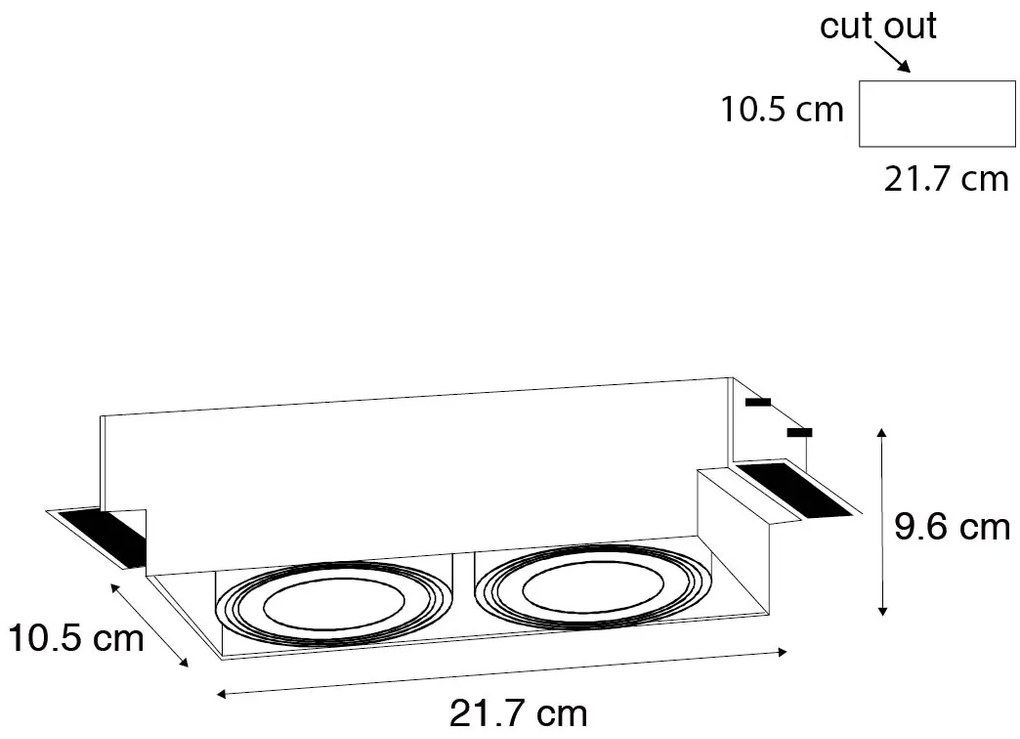 Spot integrat alb GU10 AR70 Trimless cu 2 lumini - Oneon