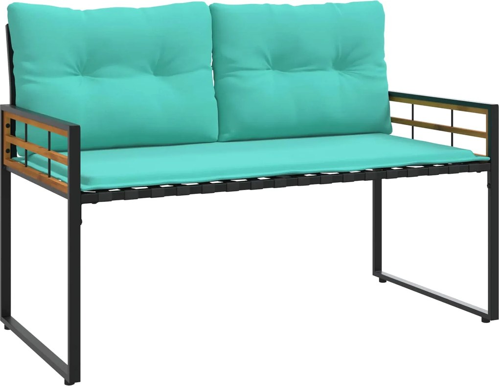 vidaXL Bancă cu strat din lemn cu pernă Turcoaz 114 x 55 x 77 cm