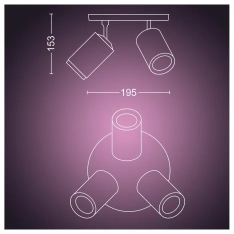 Philips Hue FUGATO LED RGBW spot 3xGU10/4,2W/230V negru dimabil