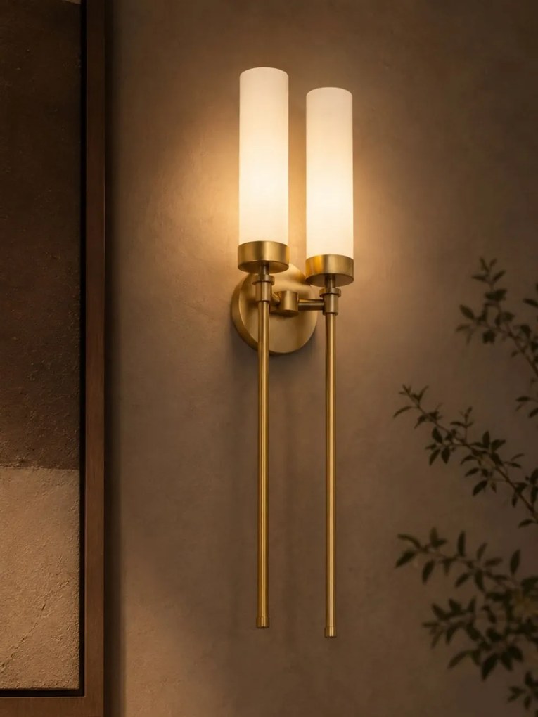 Aplica de perete stil elegant PRESTON 2 alama/sticla opal