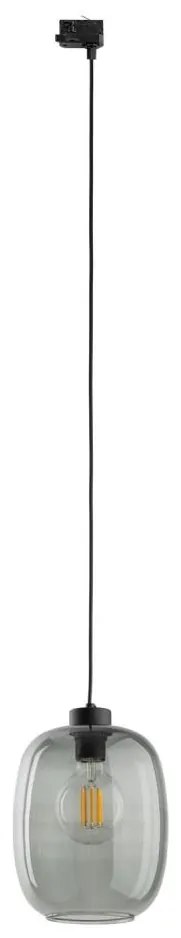 Lustră pe cablu pentru sistem de șină trifazic ELIO 1xE27/15W/230V negru/negru fumuriu