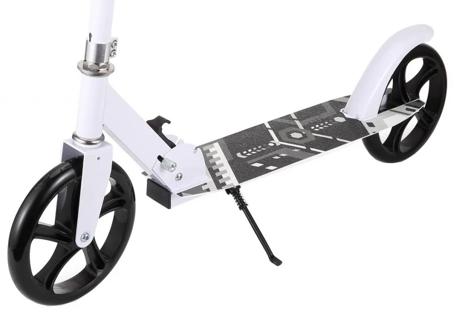 Trotineta copii si adolescenti NOVOKIDS™ Fusion EVO PRO, Maxim 100 kg, Functie Super Brake, Maner reglabil pe inaltime, Diametru roata 200 mm, Alb