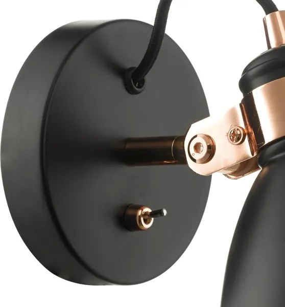 Där Lighting FRE0722 - Aplică de perete tip spot FREDERICK 1xE14/40W/230V neagră