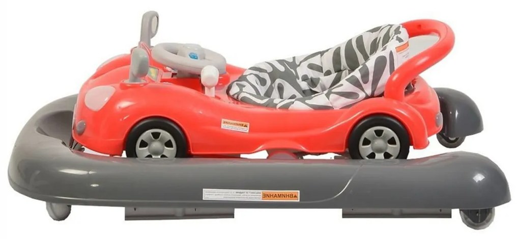 Premergator Reglabil in 3 Trepte NOVOKIDS™ Super Car , roti silentioase, Masinuta, Pliabil, 8 Roti, Cu Melodii si lumini, Cu Volan, Rosu