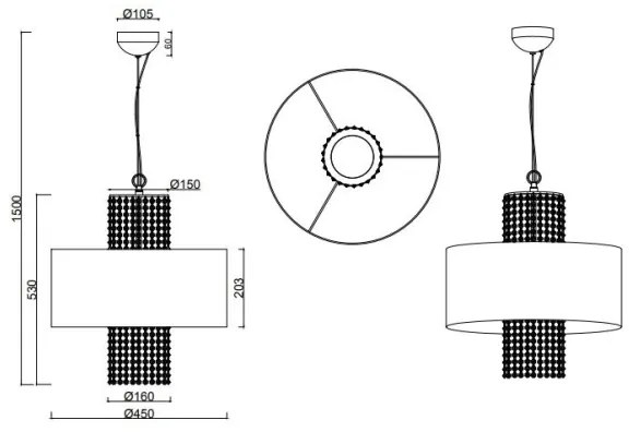 Lustră pe cablu KING 3xE14/28W/230V argintie Reality