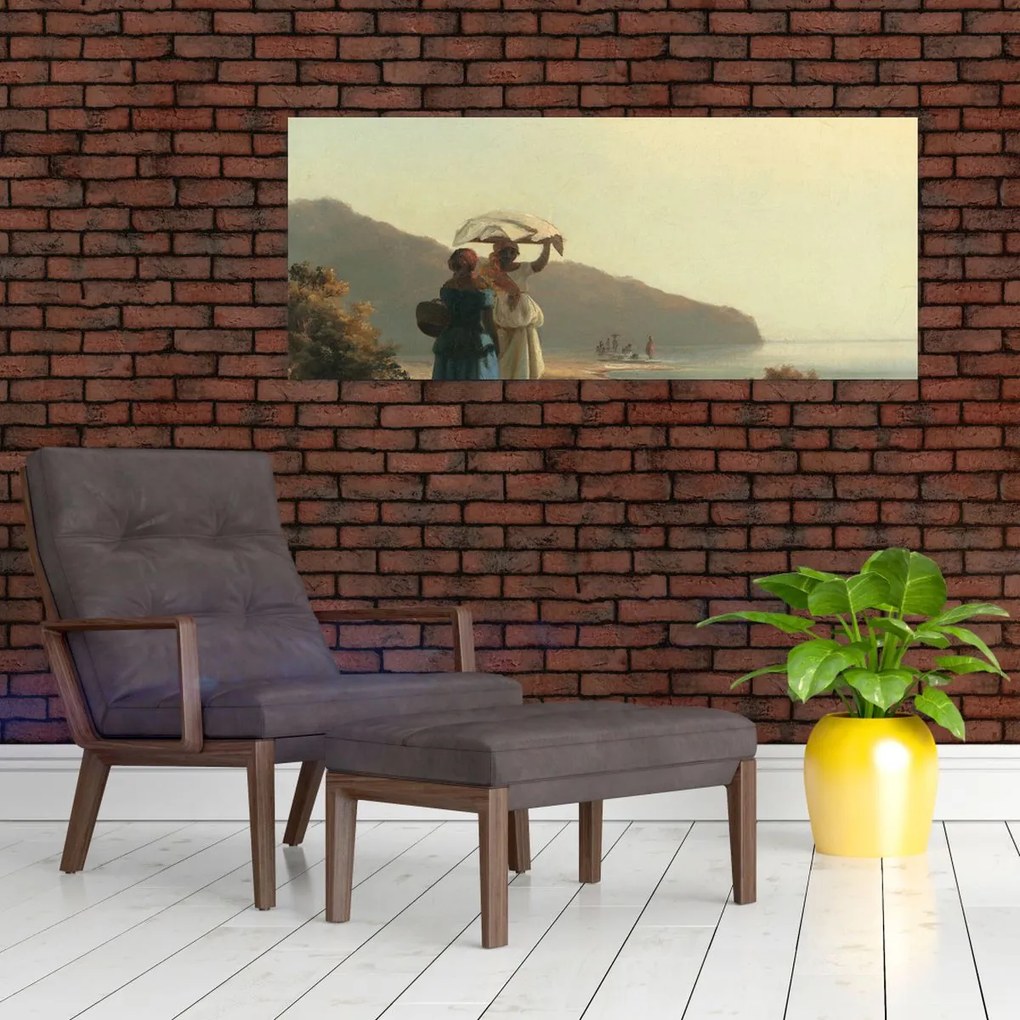 Tablou - Camille Pissarro, Two Women Chatting by the Sea, St. Thomas, reproducere (120x50 cm)