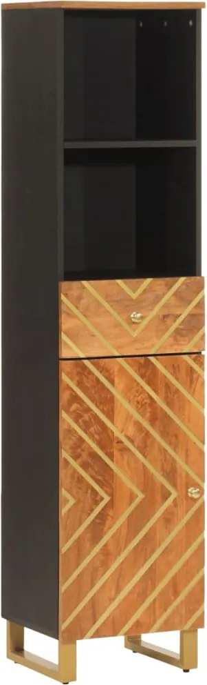 vidaXL Dulap de baie, maro și negru, 38x33,5x160 cm, lemn masiv mango