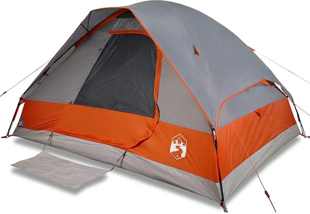 vidaXL Cort de camping pentru 2 persoane, gri/portocaliu, impermeabil