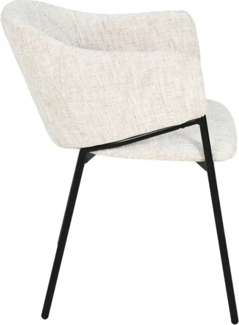 Set de 2 scaune aspect retro, Metal Negru, Chenille Bej, NOBLESSE A-47578 VC