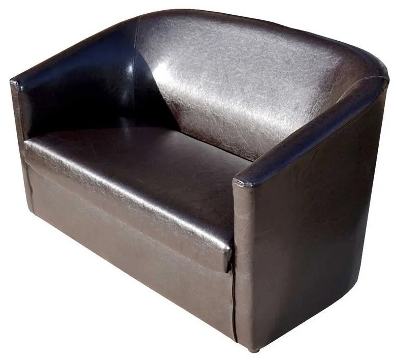 Canapea fixa Scoica, 2 locuri, tapitat piele ecologica, culoare maro wenge