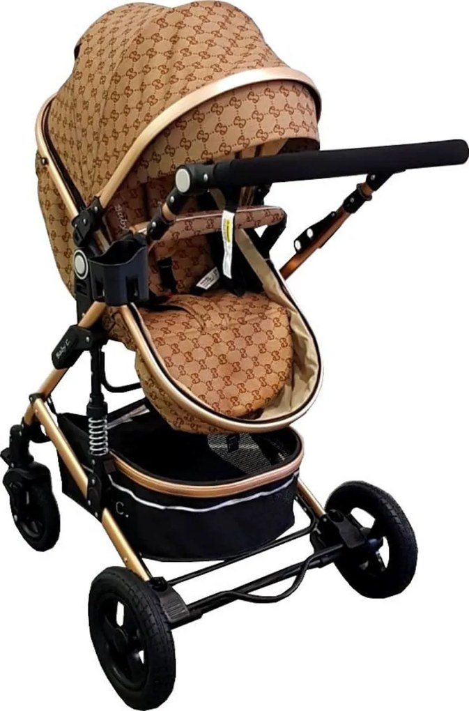 Carucior nou nascuti 2 in 1 Baby Care™ PRO 531, Cu geanta bebe, Cadru Aluminiu Gold , Amortizoare, Roti din cauciuc plin AVE, Spatar reglabil 3