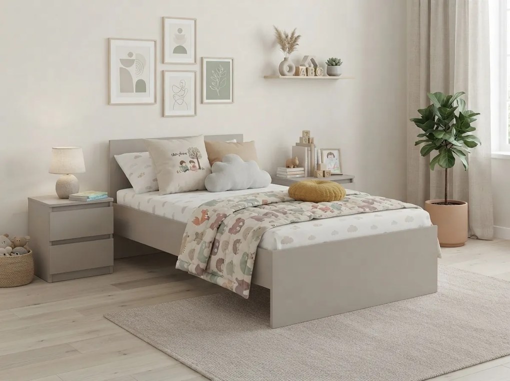 Pat ELISA 90 x 200 cm, bej casmir Saltele: Saltea Sommera 18 cm, Somiera pat: Cu lamele curbate