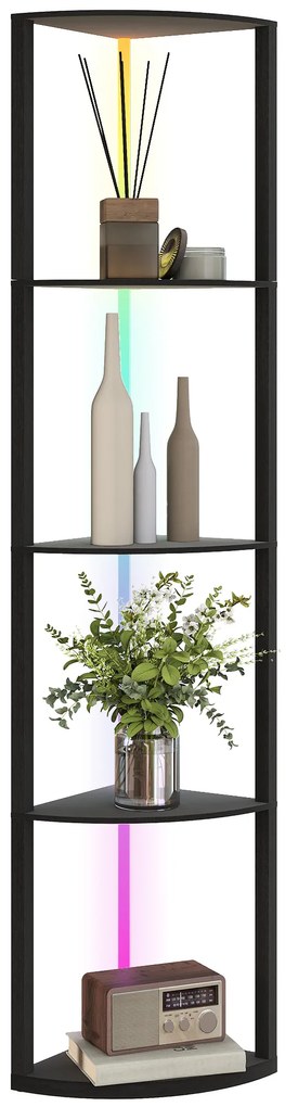 HOMCOM Lampa LED de Podea cu 5 Nivele, Reglabilă, cu Raft, Schimbare de Culori RGB, Telecomandă | Aosom Romania