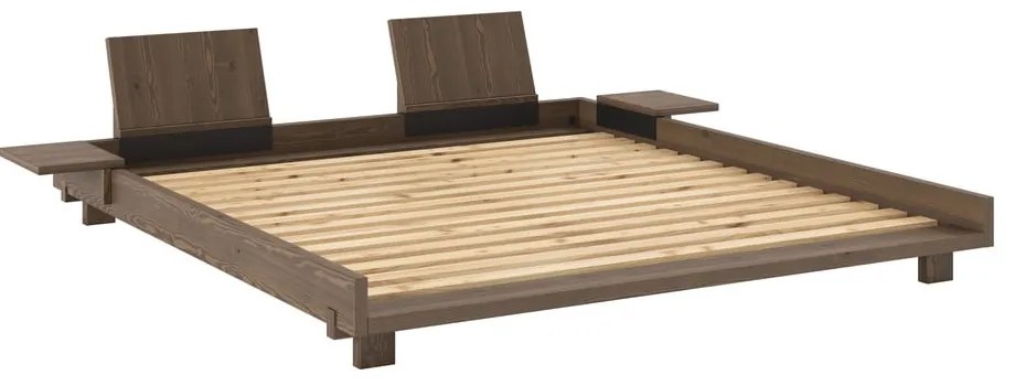 Pat matrimonial maro din lemn de pin cu somieră 180x200 cm Social – Karup Design