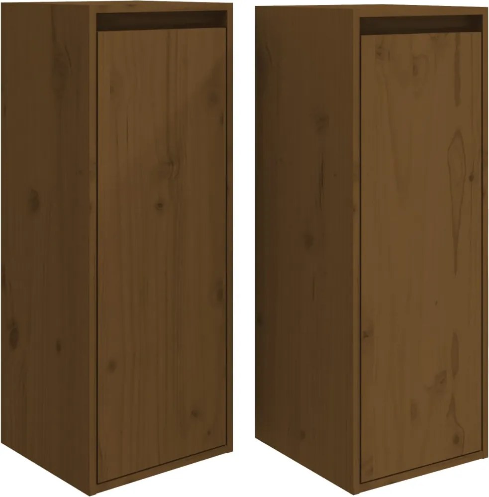 vidaXL Dulapuri de perete 2 buc. maro miere 30x30x80 cm lemn de pin
