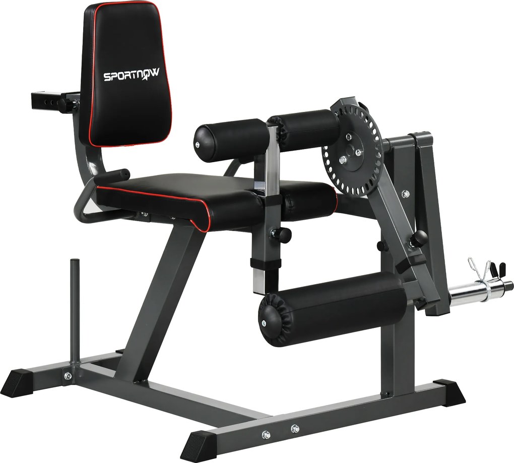 SPORTNOW Aparat pentru Gambe cu Spătar și Perne Reglabile și Spațiu pentru Greutăți, 100x90x105 cm, Negru | Aosom Romania