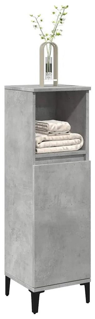 vidaXL Dulap de baie, gri beton, 30x30x100 cm, lemn prelucrat