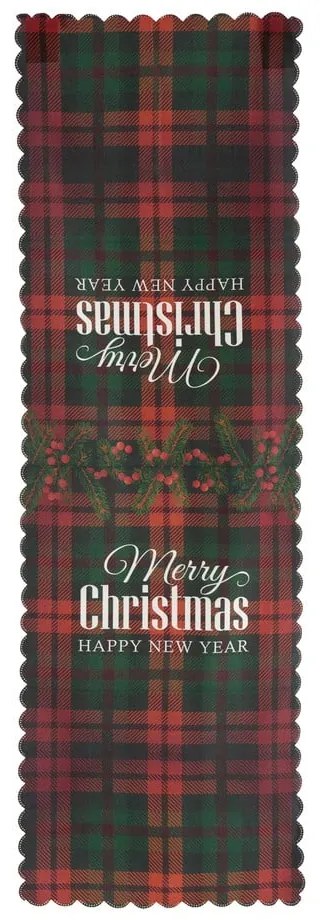 Set 4 fețe de pernă și un napron de masă cu model de Crăciun Minimalist Cushion Covers Tartan Christmas