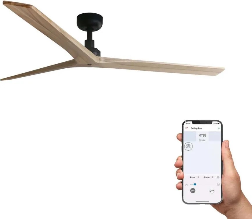 Ventilator smart sistem TUYA si telecomanda KLIM L 150cm, negru/ pin
