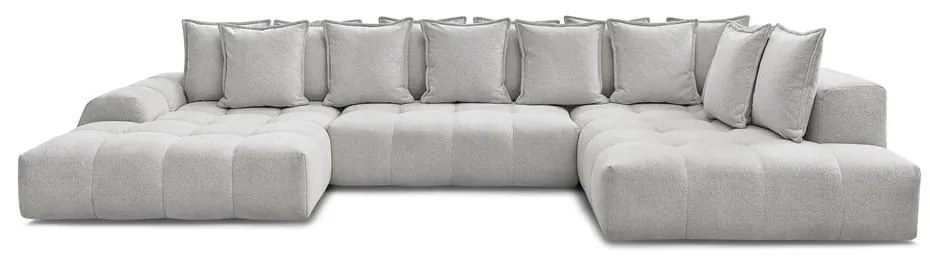 Colțar gri deschis extensibil/cu spațiu de depozitare cu tapițerie din chenille (cu colț pe partea dreaptă/în formă de "U") Everest – Bobochic Paris