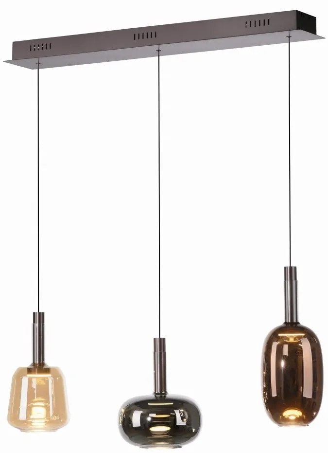 Lustra cu 3 pendule LED, inaltime reglabila, sticla, multicolor, IRIDES
