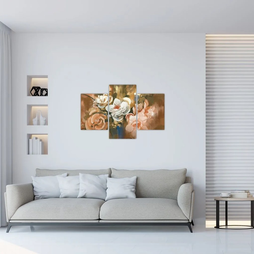 Tablou -Buchet de flori pictat (90x60 cm)