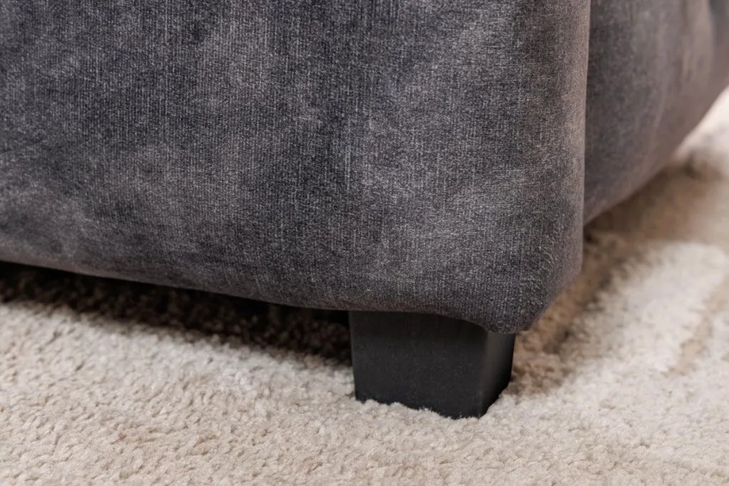 Pat PARIS 160x200cm catifea gri cu spatiu de depozitare