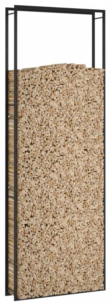 Suport pentru lemne de foc, negru mat, 110x28x312 cm, otel