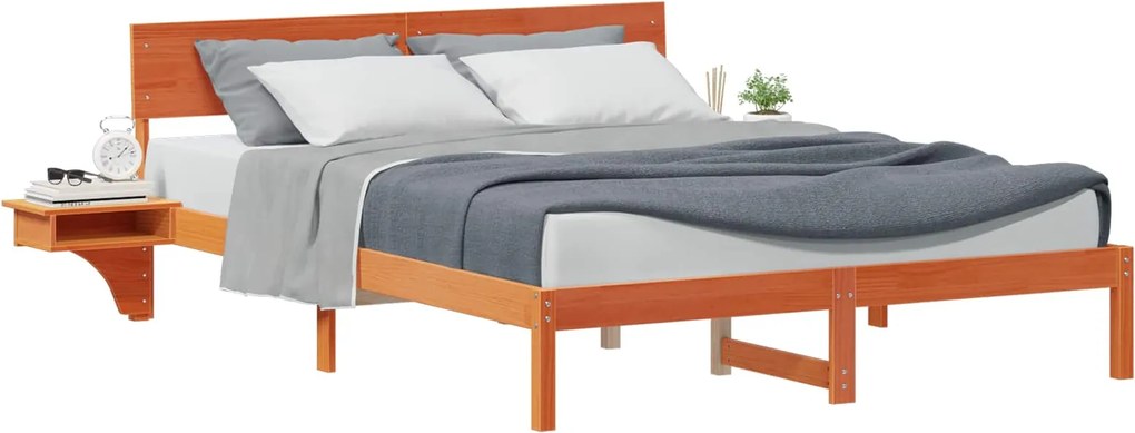 vidaXL Cadru de pat Maroniu cerat 150 x 200 cm Lemn de pin masiv