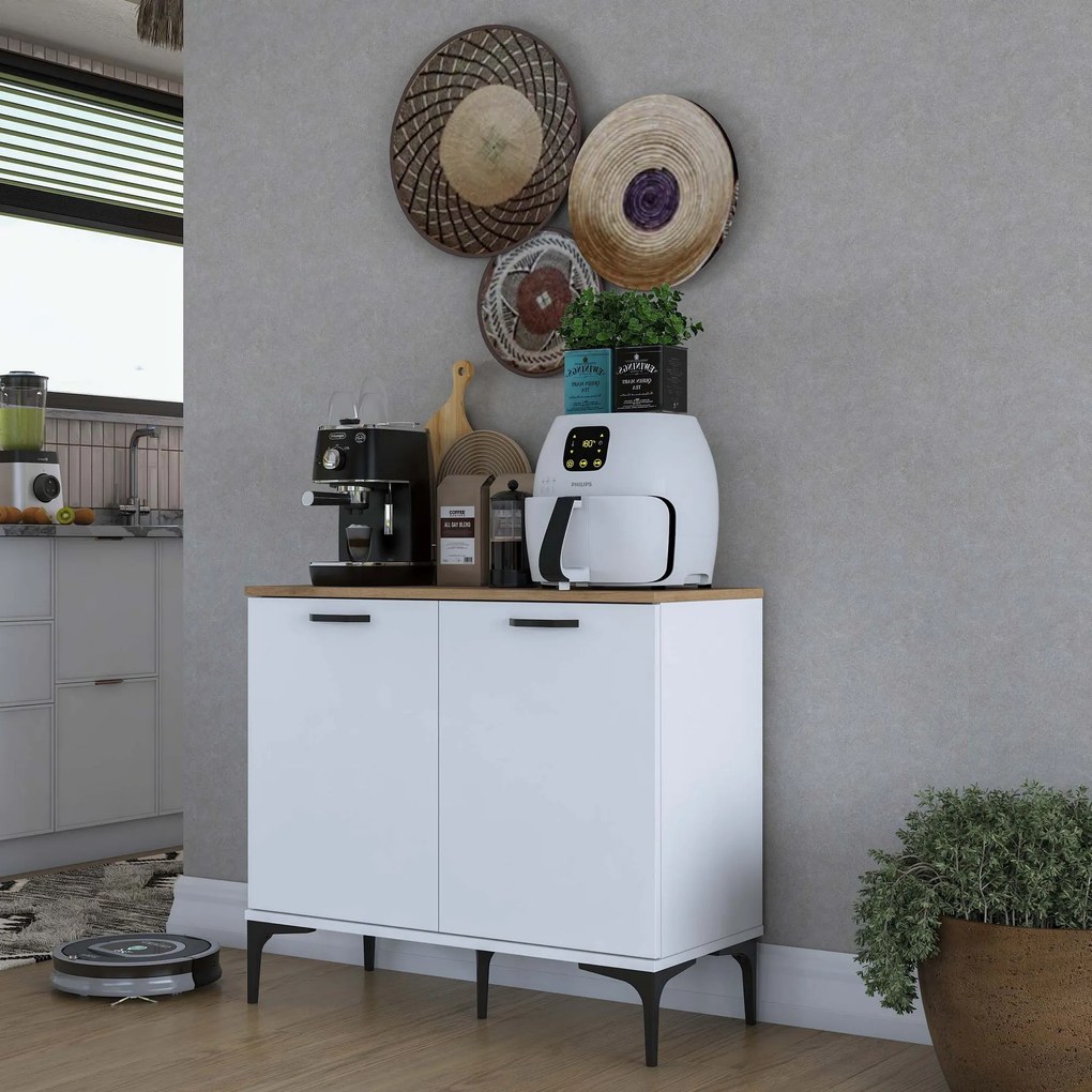 Comodă Jette 90 (nuc + alb). 1127420