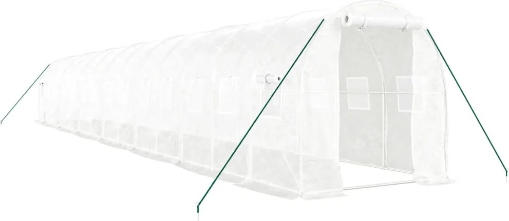 vidaXL Seră cu cadru din oțel, alb, 28 m², 14x2x2 m
