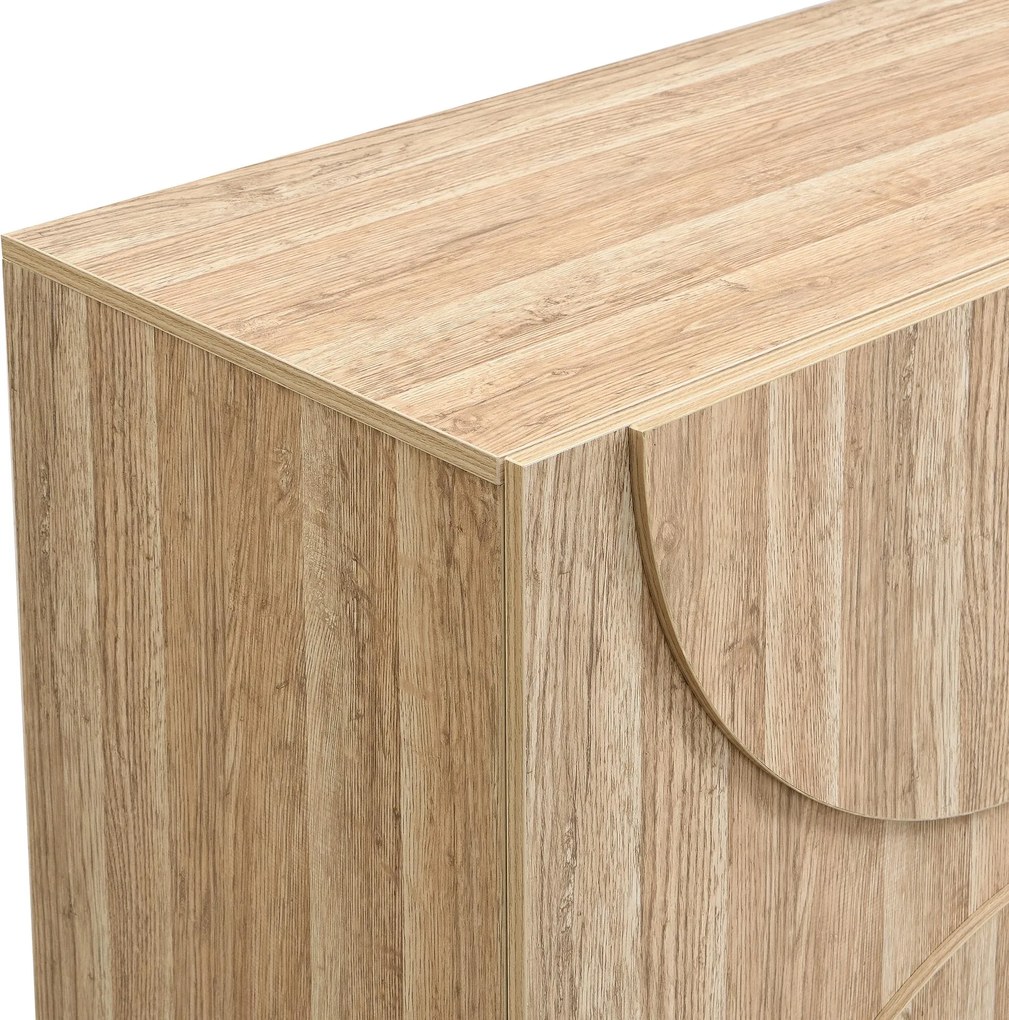 Bufet cu mult spațiu de depozitare, design scandinav-minimalist, 160x40x80 cm, Culoare naturală