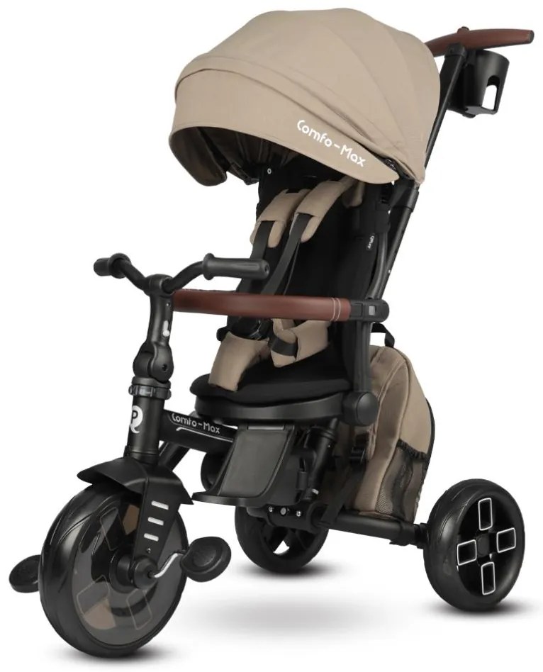 QPlay - Tricicletă pentru copii COMFO MAX 7 în 1, maro