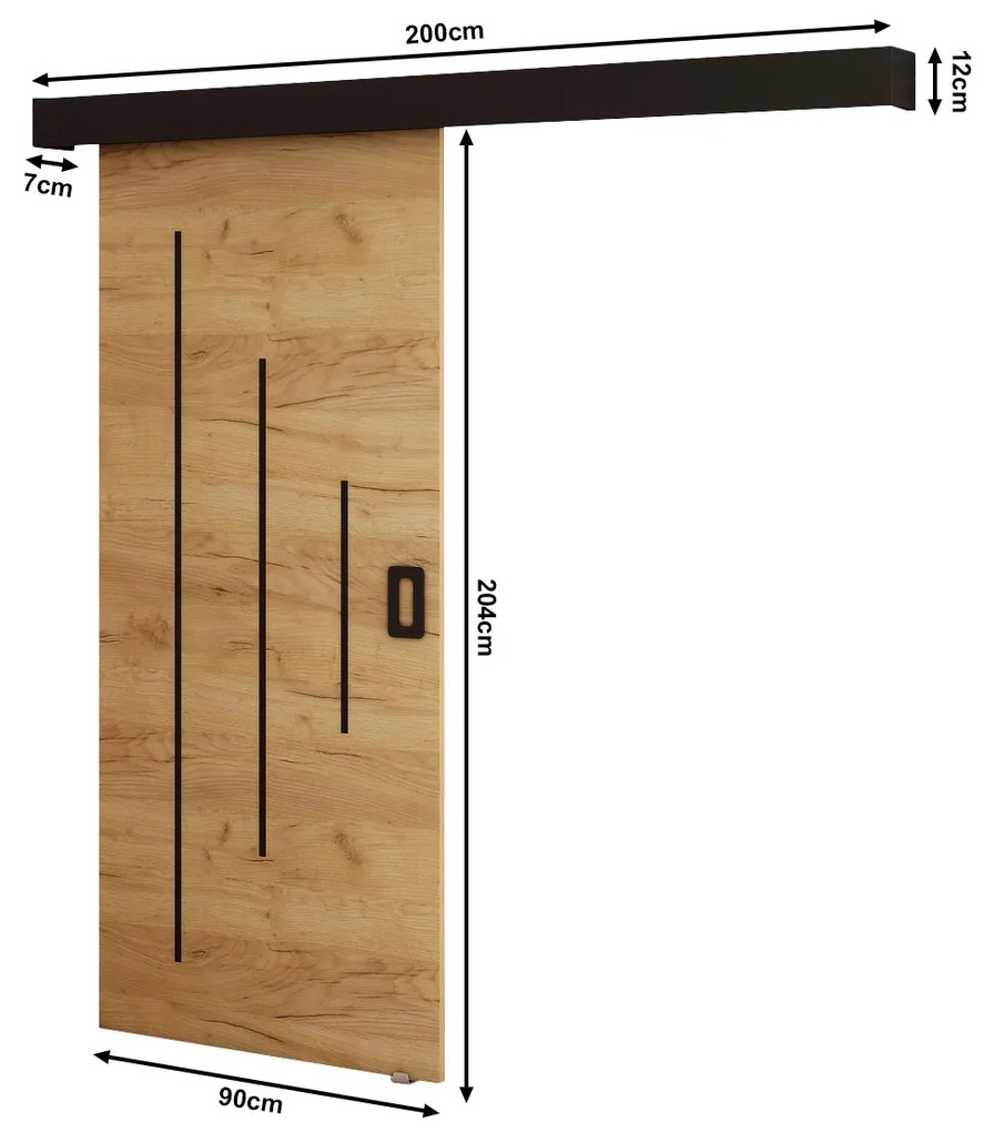 Uși culisante 90 cm Bethany Y (craft auriu + negru mat). 1043501