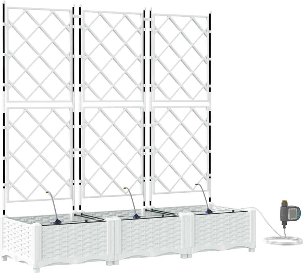 vidaXL Vază pentru Grădină 3 pcs Alb Oțel