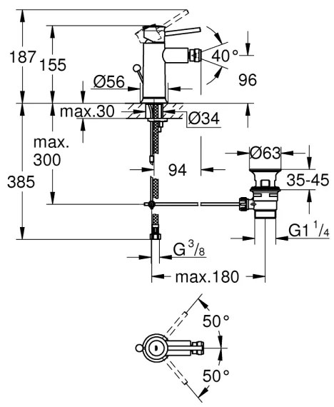 GROHE 23785000 - Baterie pentru bideu START CLASSIC, crom lucios