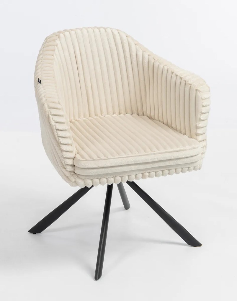 HR832 BAZĂ STEA Scaun Cappuccino Teddy Cord cu Bază Neagră