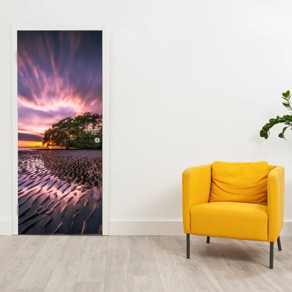 Fototapet pentru ușă - Plaja la apus de soare (95x205cm)