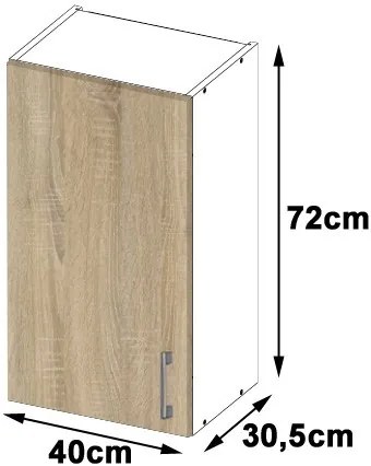 Dulap superior de bucătărie Lula W40 H720 (alb + stejar sonoma). 1068996