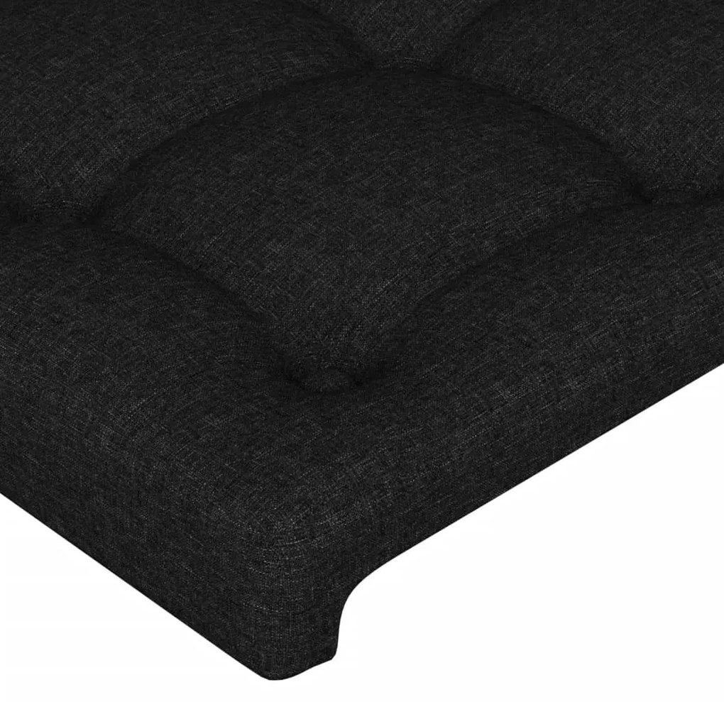 Cadru de pat cu tablie, negru, 90x200 cm, textil Negru, 90 x 200 cm, Nasturi de tapiterie