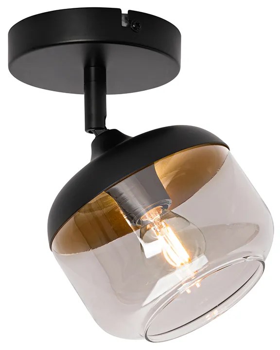 Spotlight de design negru cu auriu și sticlă fumurie - Kyan