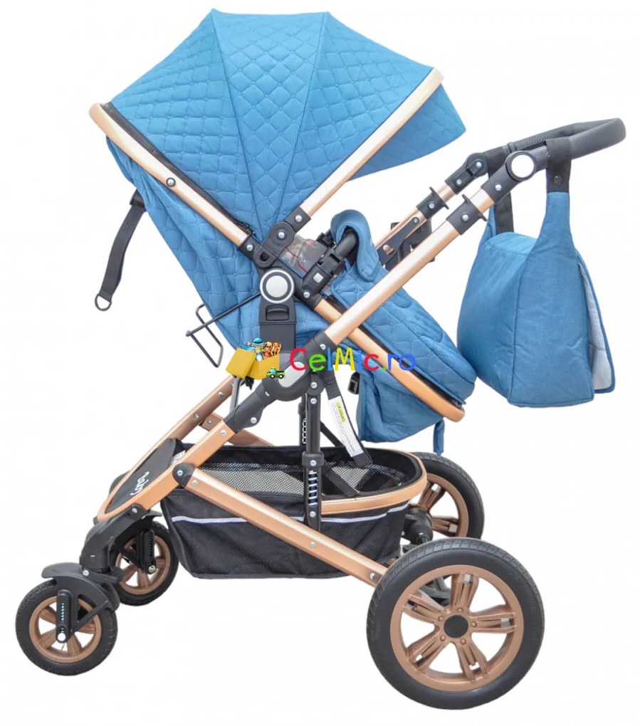 Carucior 3in1 cu landou reversibil si scoica - BabyCare PRO, 0-36 luni - CPC-24-tucoaz