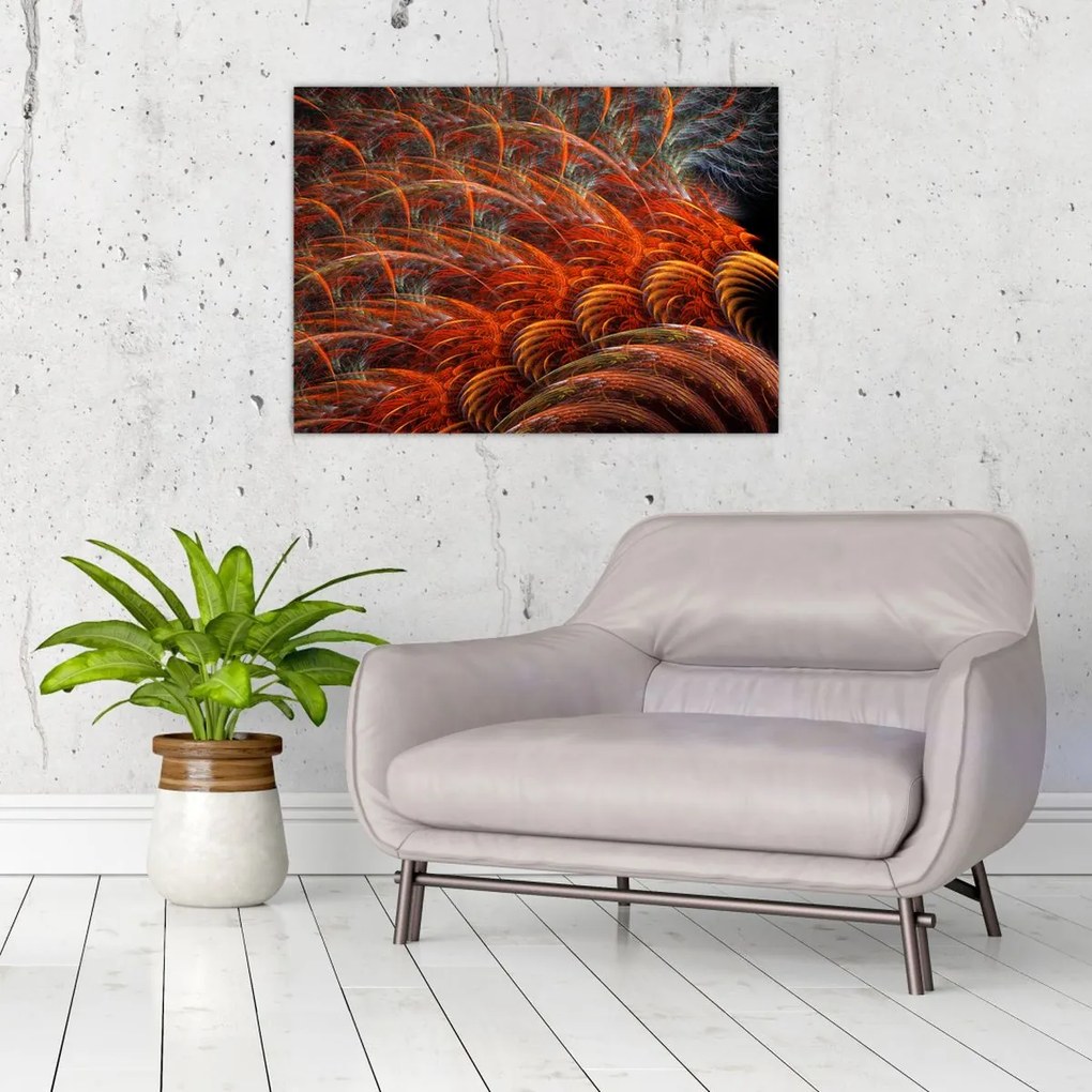 Tablou pe sticlă - Pene de imitație abstractă (70x50 cm)