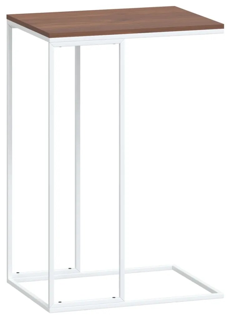 Masa laterala, alb, 40x30x59 cm, lemn compozit 1, Alb si maro, 40 x 30 x 59 cm, Fara roti