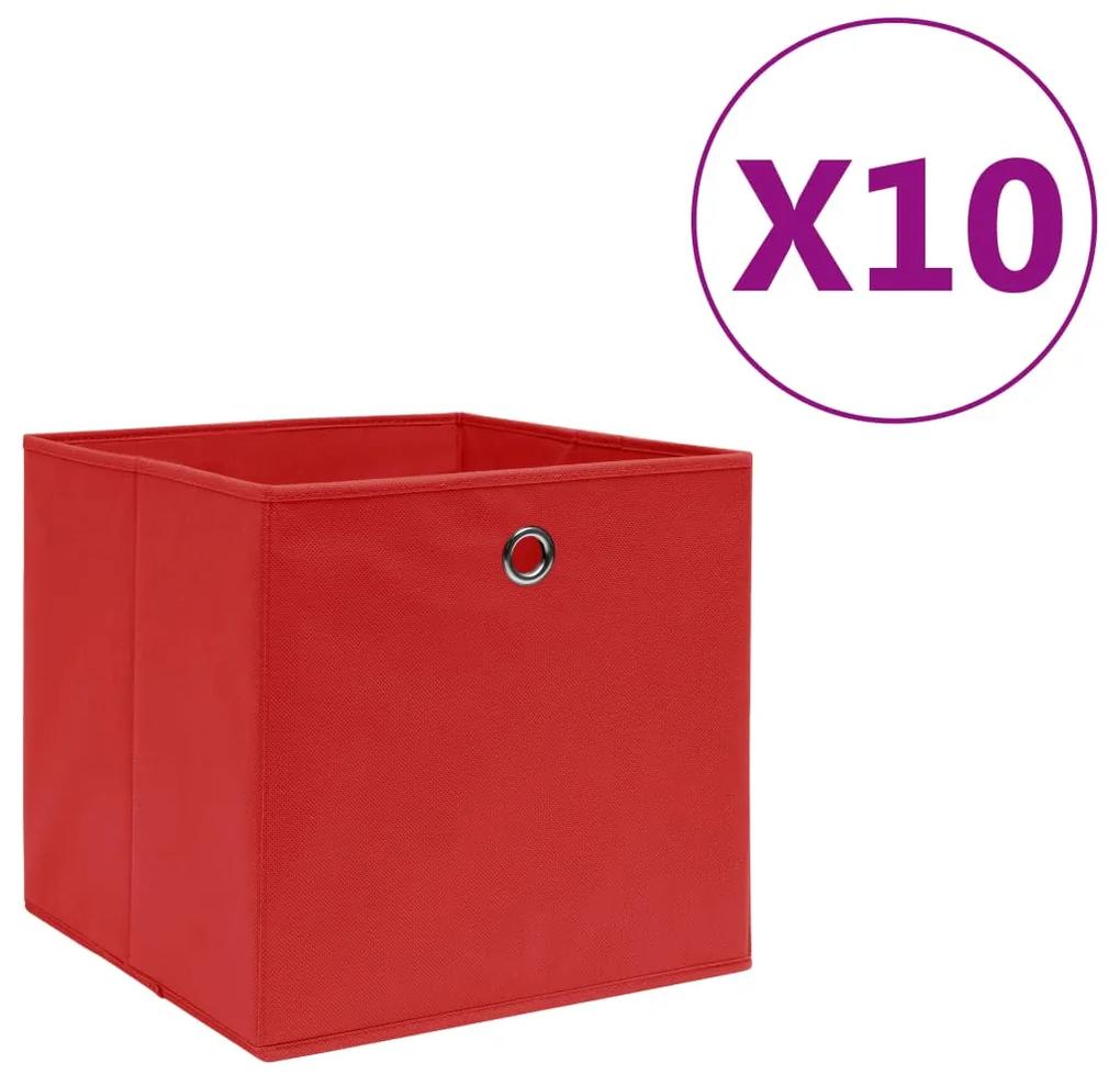 Cutii depozitare, 10 buc., rosu, 28x28x28 cm, material netesut 10, Rosu, 1