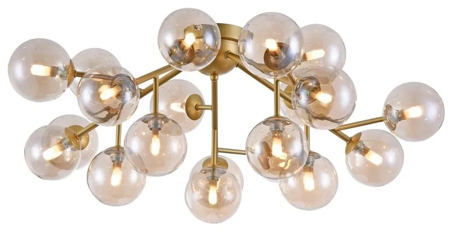 Lustra deosebita cu 20 de surse de lumina Dallas, auriu mat/ chihlimbar MYMOD545PL-20G